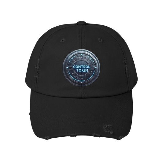 Control Token Logo Distressed Dad Cap