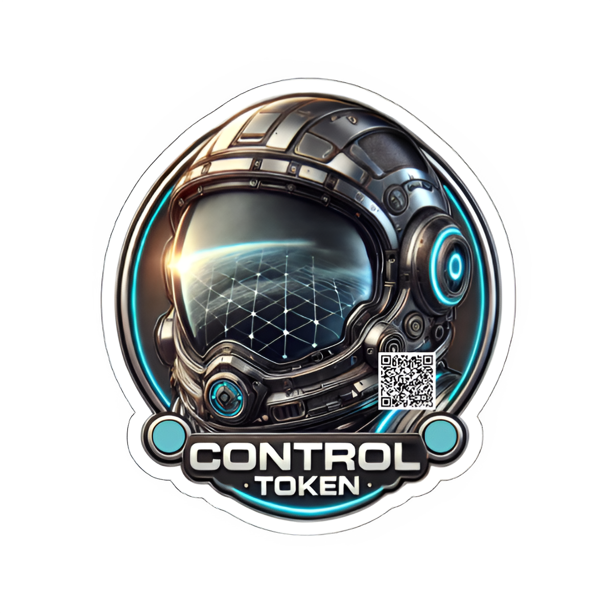 Control Token Metal Astronaut Helmet QR Code Sticker