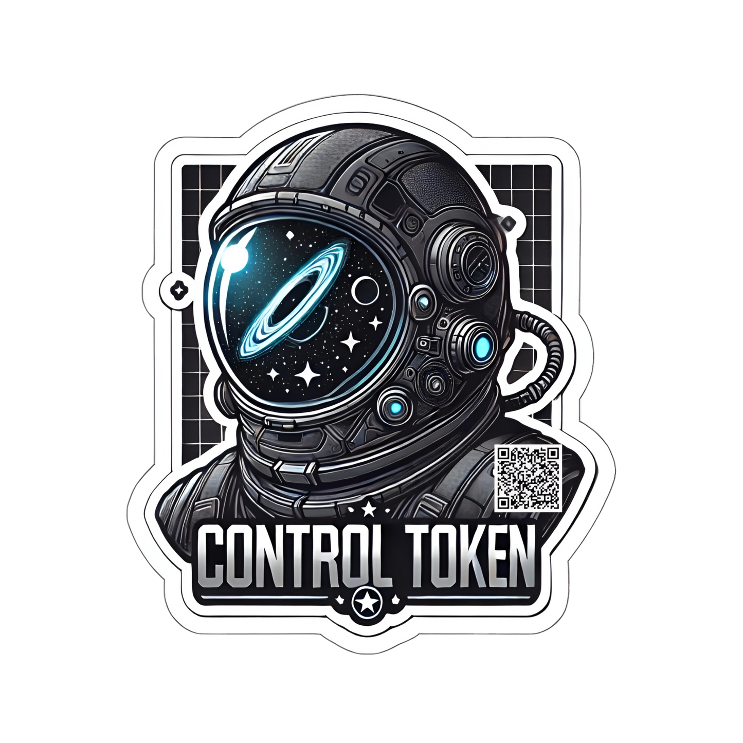 Control Token Galaxy Astronaut Helmet QR Code Sticker