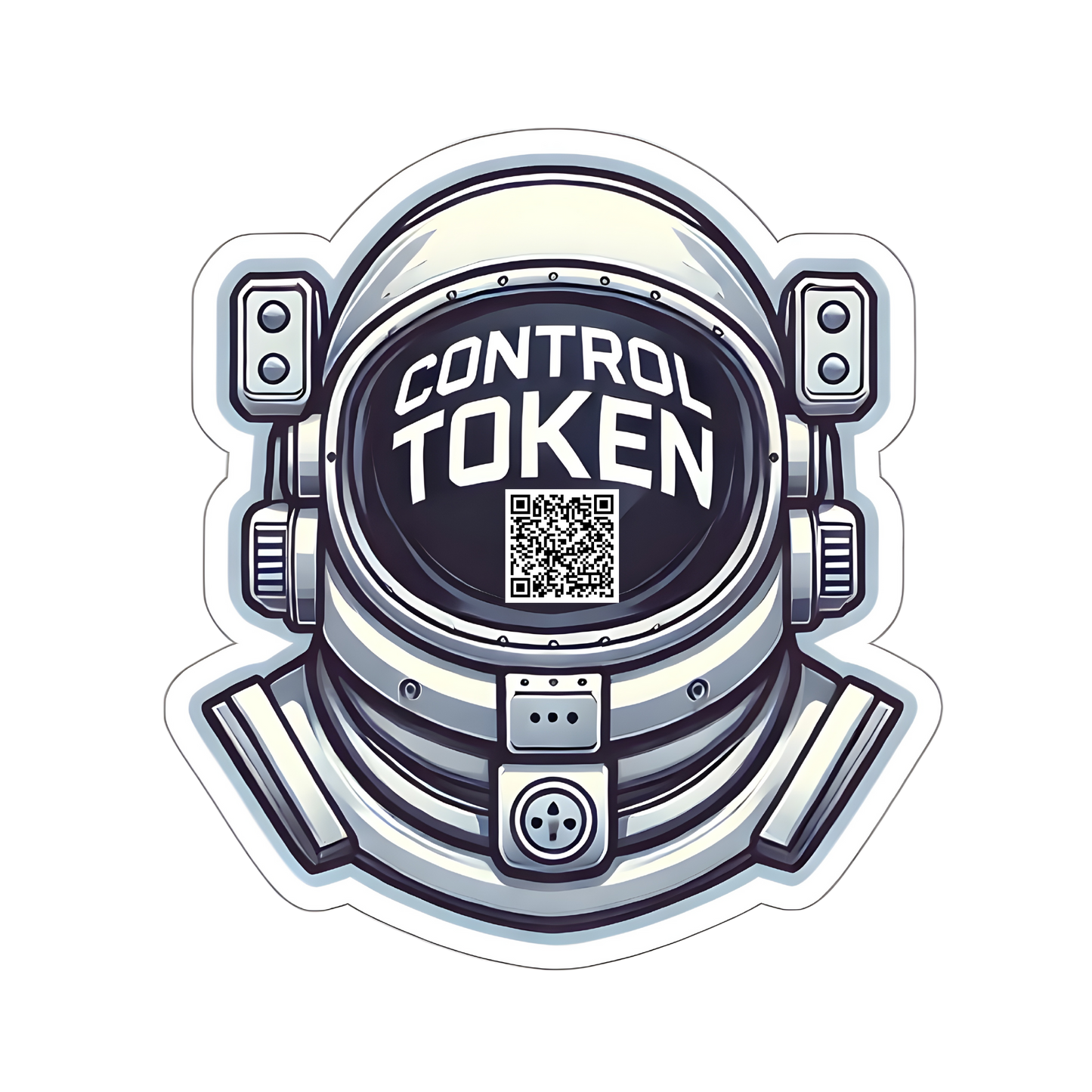 Control Token White Astronaut Helmet QR Code Sticker