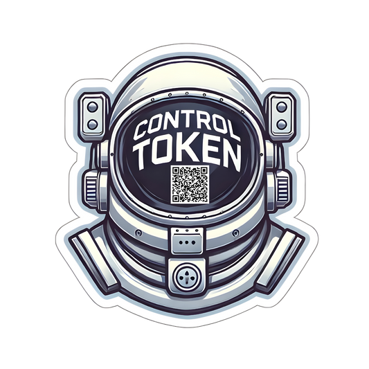 Control Token White Astronaut Helmet QR Code Sticker